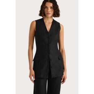 Faithfull Eloise Button Down Vest in Black AU 14 US 10